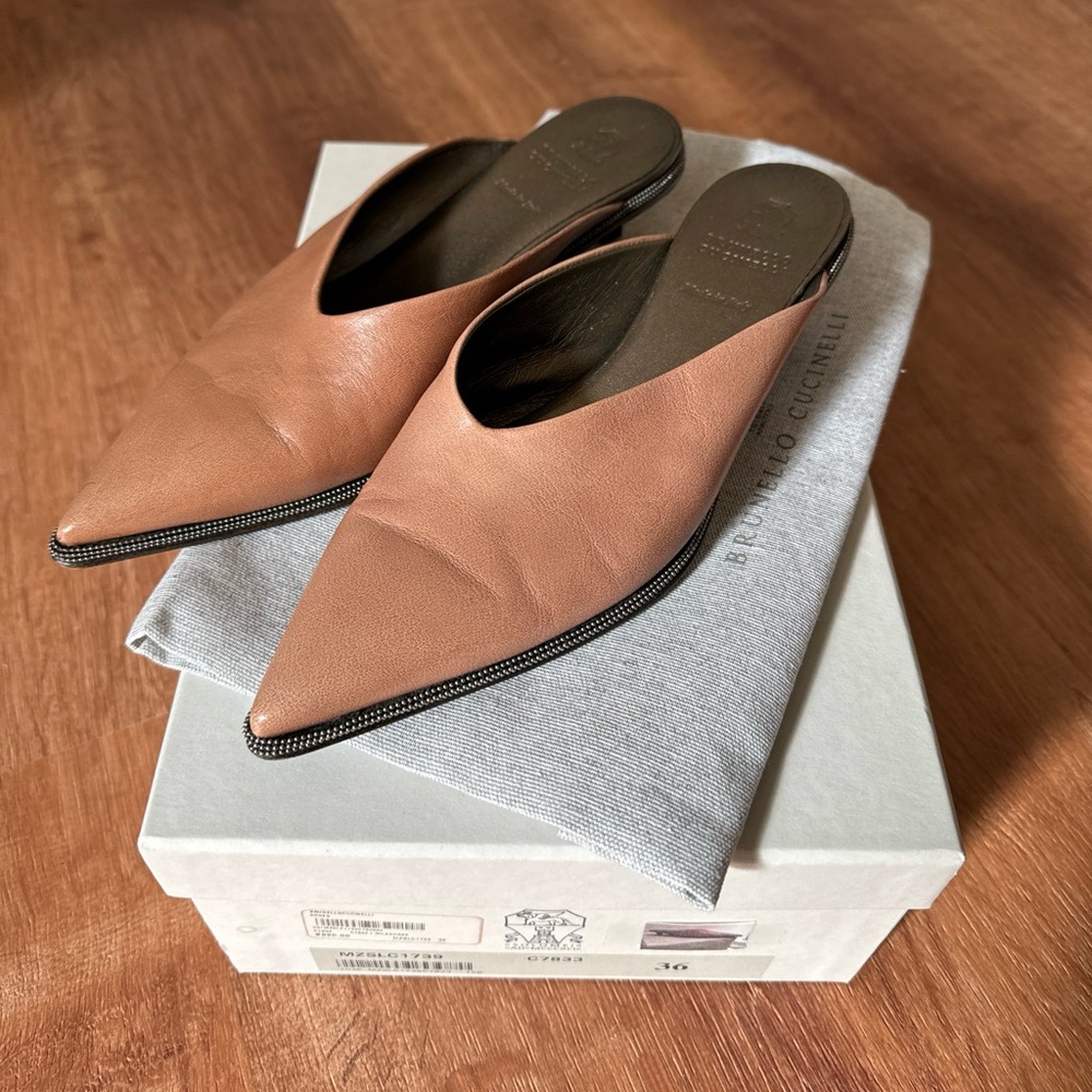 Brunello Cucinelli kitten heel mules with Monili size 36